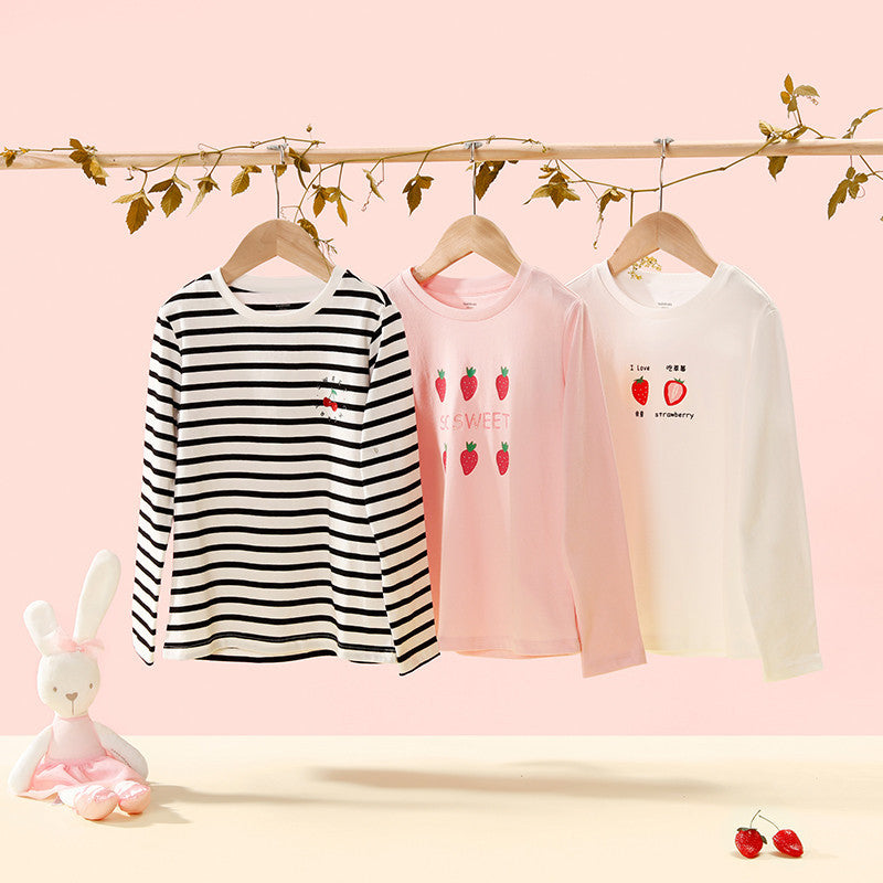 Ropa para niños Camisetas para niñas Camisetas de manga larga para niñas grandes Camisa de algodón dulce para niños pequeños