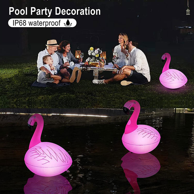 Lámpara luminosa de flamenco con carga Solar, flotante para piscina impermeable al aire libre