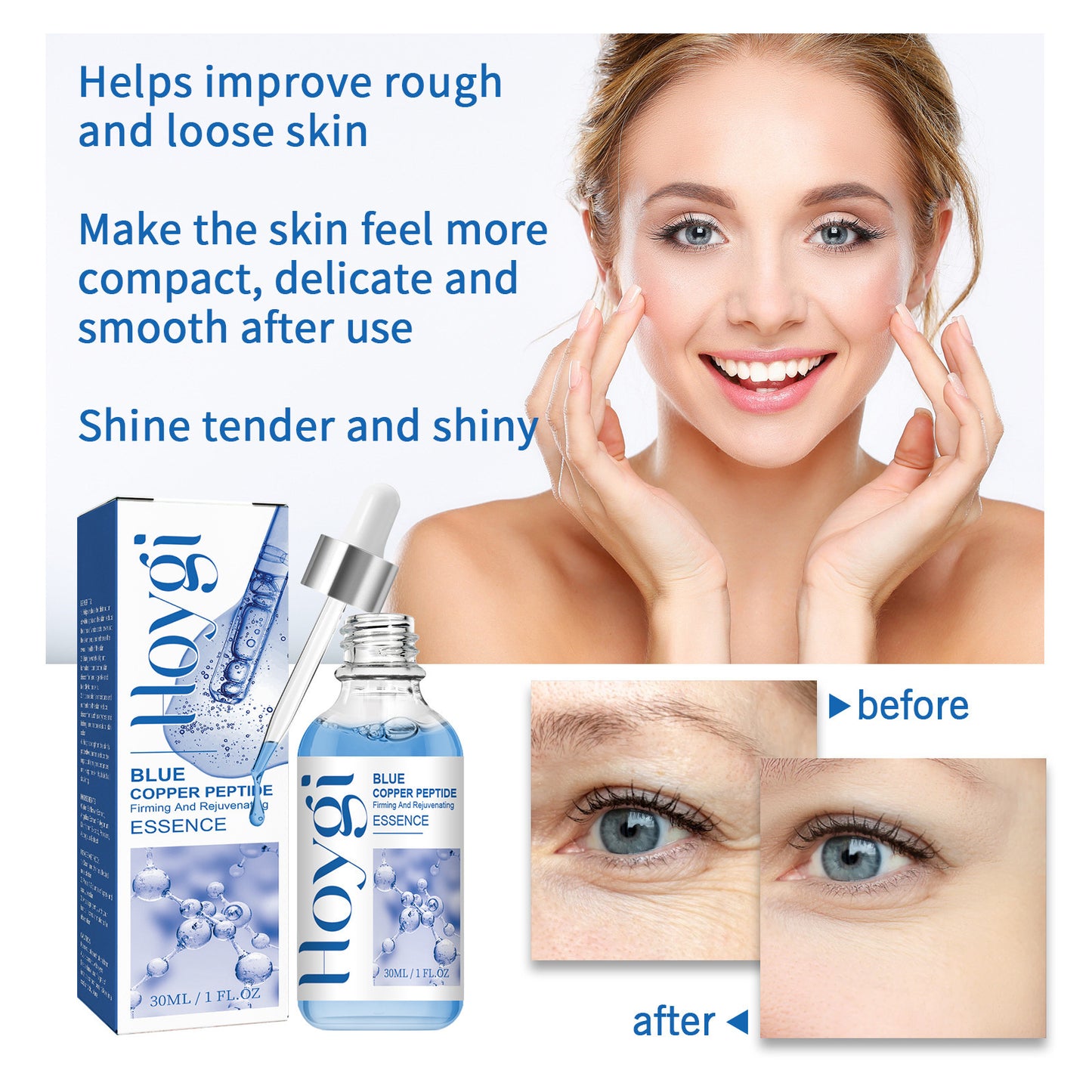 Sérum visage liftant au peptide de cuivre bleu, nourrissant, hydratant et raffermissant - Hoygi