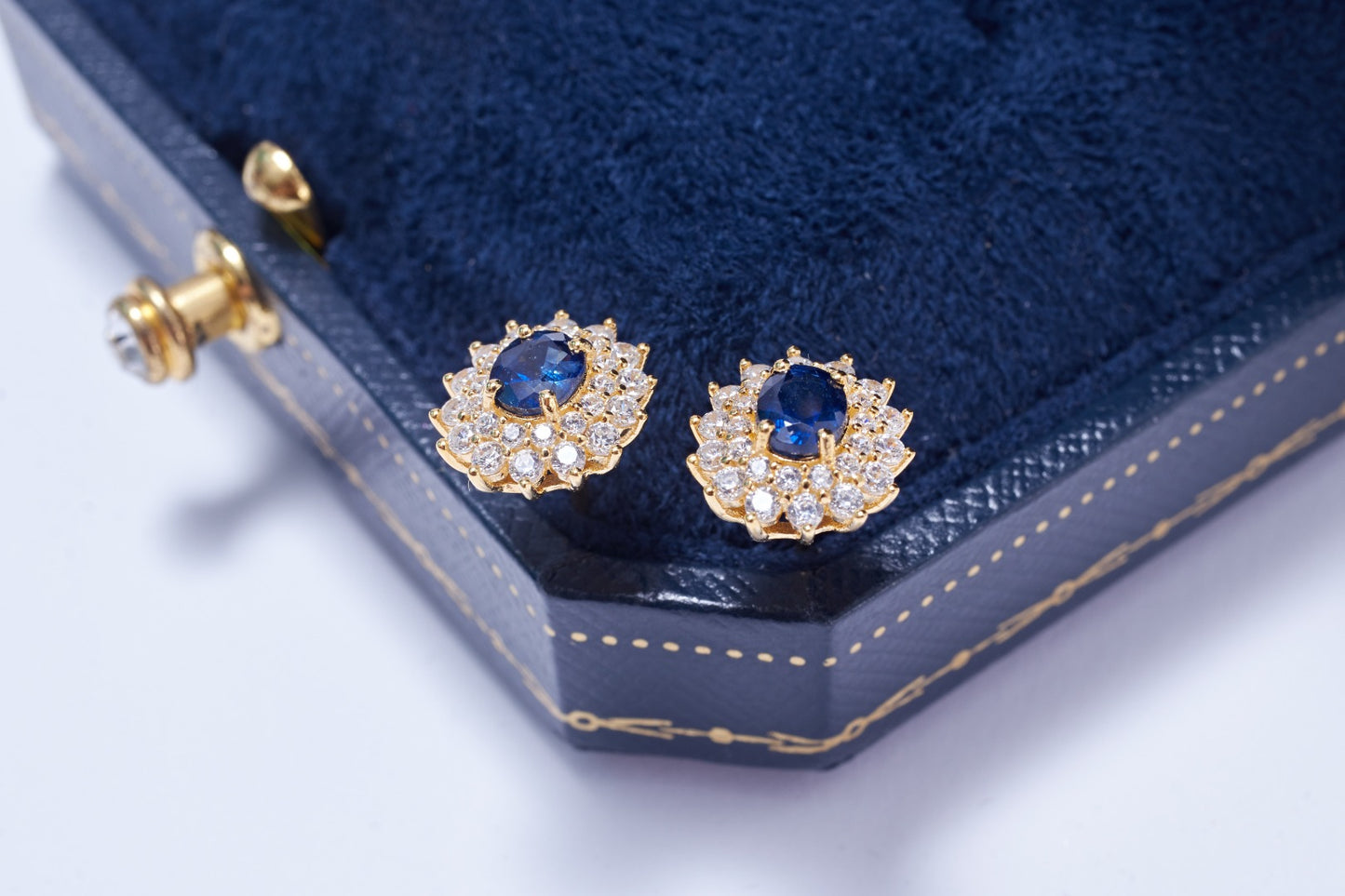 Pendientes Moda Zafiro Dorado Plata 925