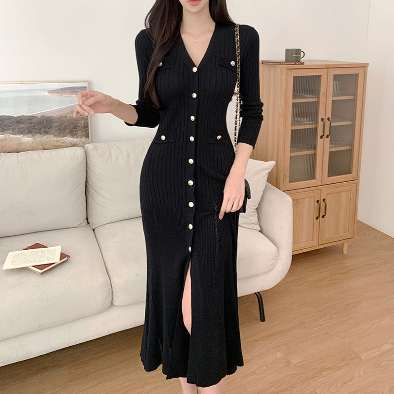 Single Breasted Slim Fishtail Dress Is Fashionable