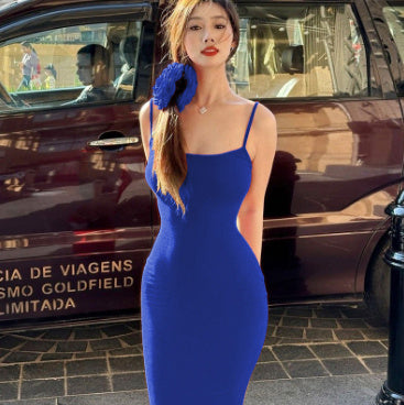 Spaghetti Strap Long Dress Women Sexy Slim Skinny Bodycon