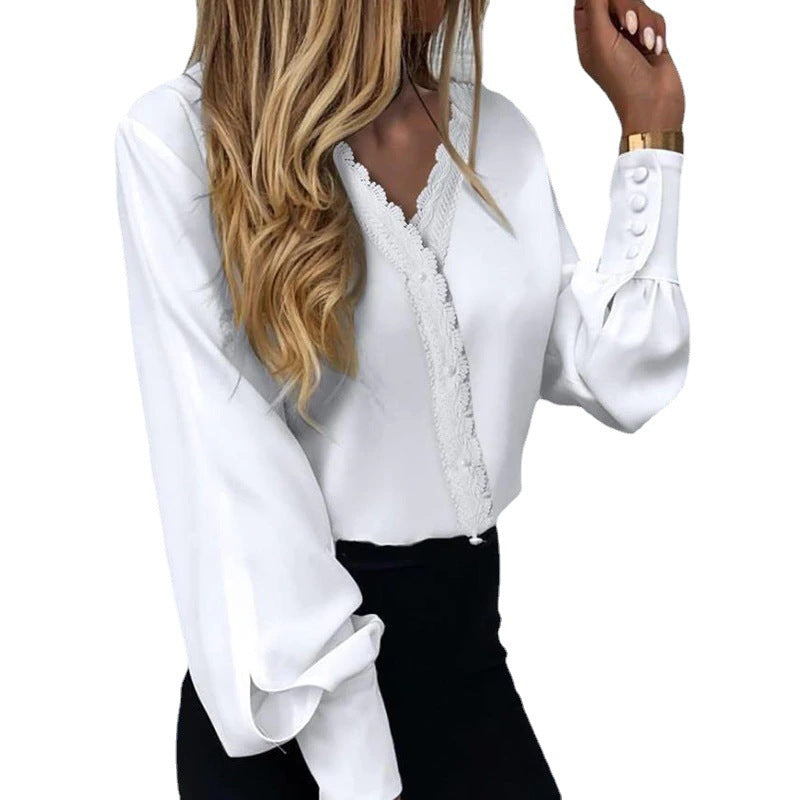 Chemise décontractée en dentelle imprimée tendance pour femme