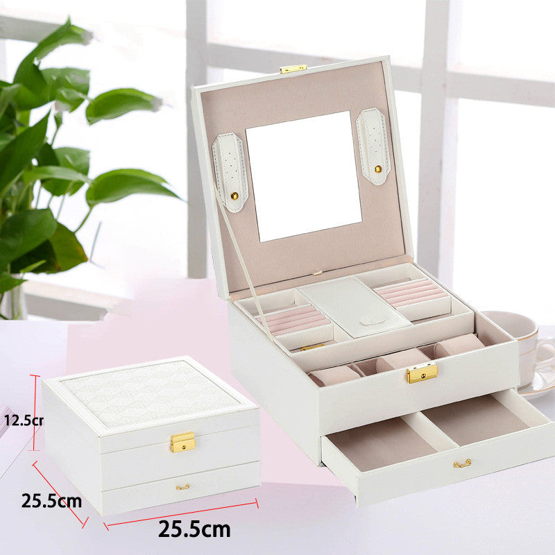 Boîte de rangement multifonctionnelle pour bijoux en cuir PU