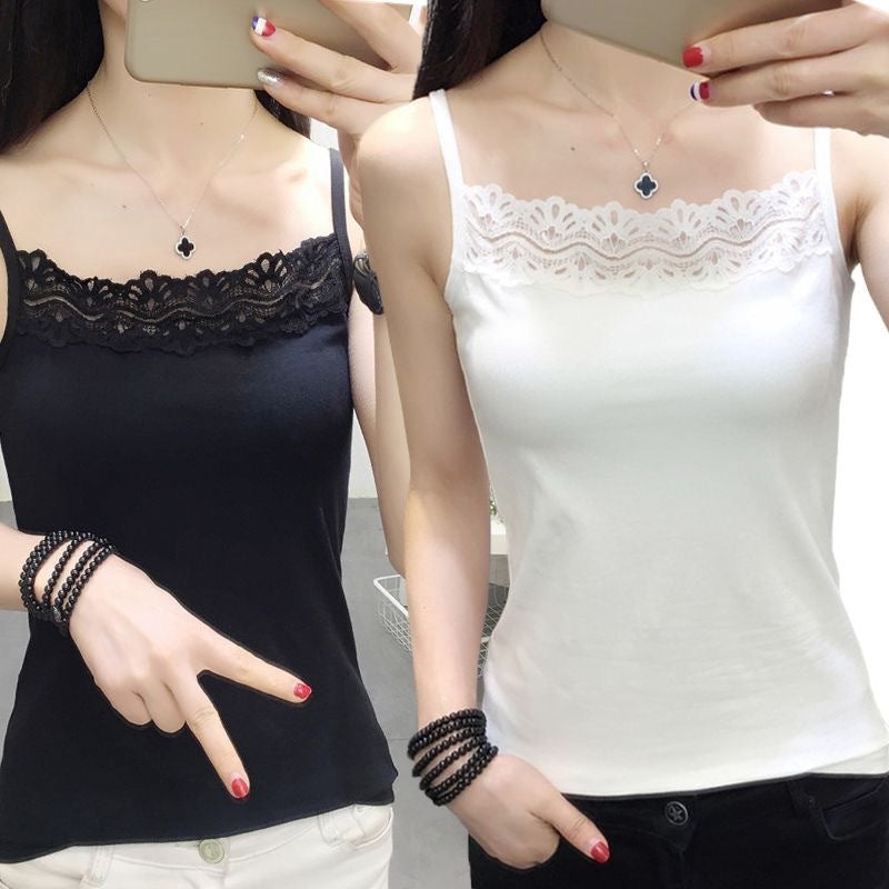 Camisola de encaje con chaleco interior