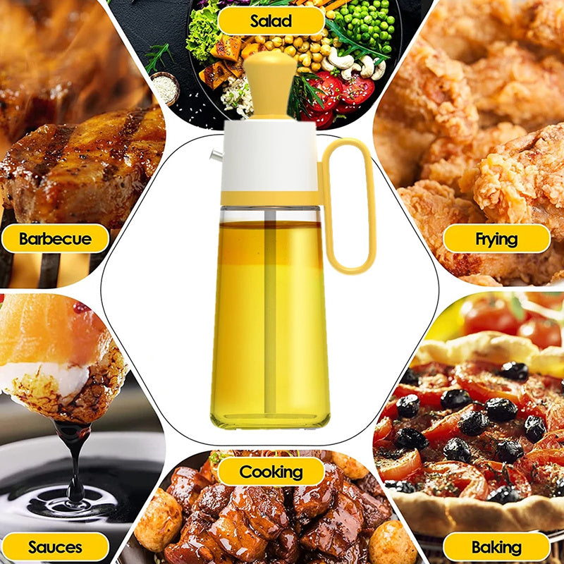 Dispensador de aceite 2 en 1 con cepillo de silicona, botella de vidrio en aerosol para aceite de barbacoa, botella de silicona para cocinar a la parrilla, condimentos, utensilios de cocina