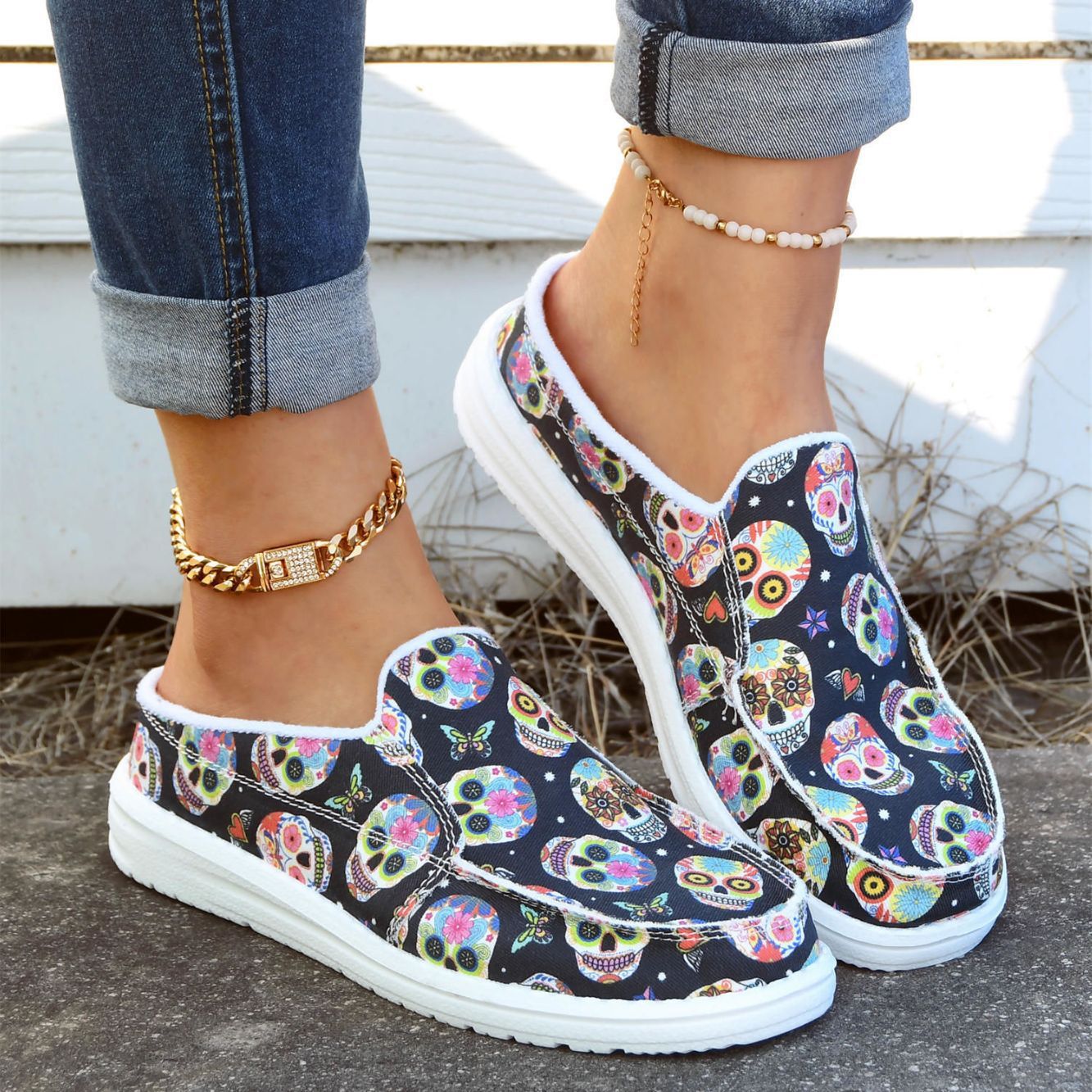 Printemps et été, nouvelles pantoufles élégantes, vêtements d'extérieur, chaussures en tissu fleuri