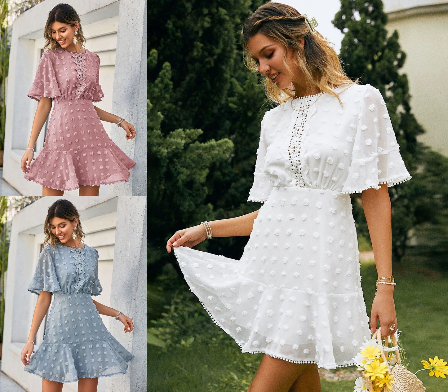 Spring And Summer Front Lace Dress INS Hem Cuff Lace Fringed Women's Skirt