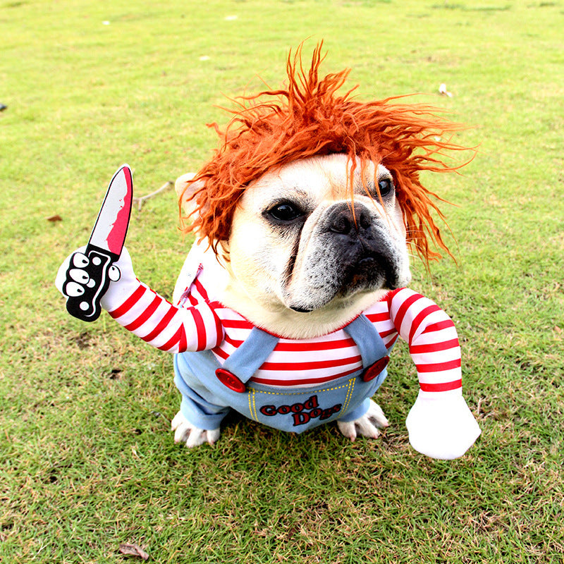 Costume d'Halloween pour animal de compagnie, vêtements amusants et ajustables pour chien, costume de cosplay effrayant, fête