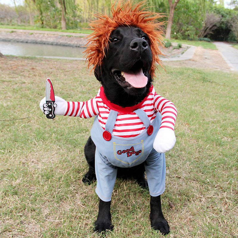 Costume d'Halloween pour animal de compagnie, vêtements amusants et ajustables pour chien, costume de cosplay effrayant, fête