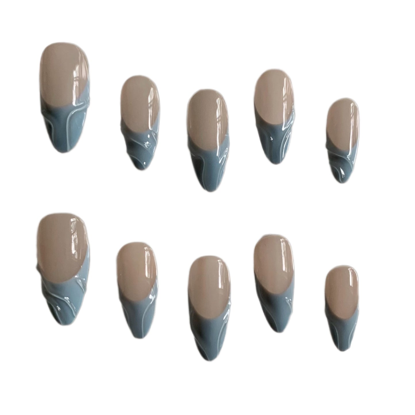Parche de uñas azul hecho a mano
