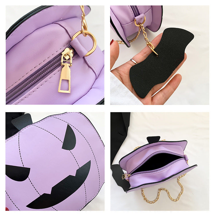 Sac à bandoulière citrouille d'Halloween pour filles, sac à bandoulière créatif et amusant avec chaîne pour femmes