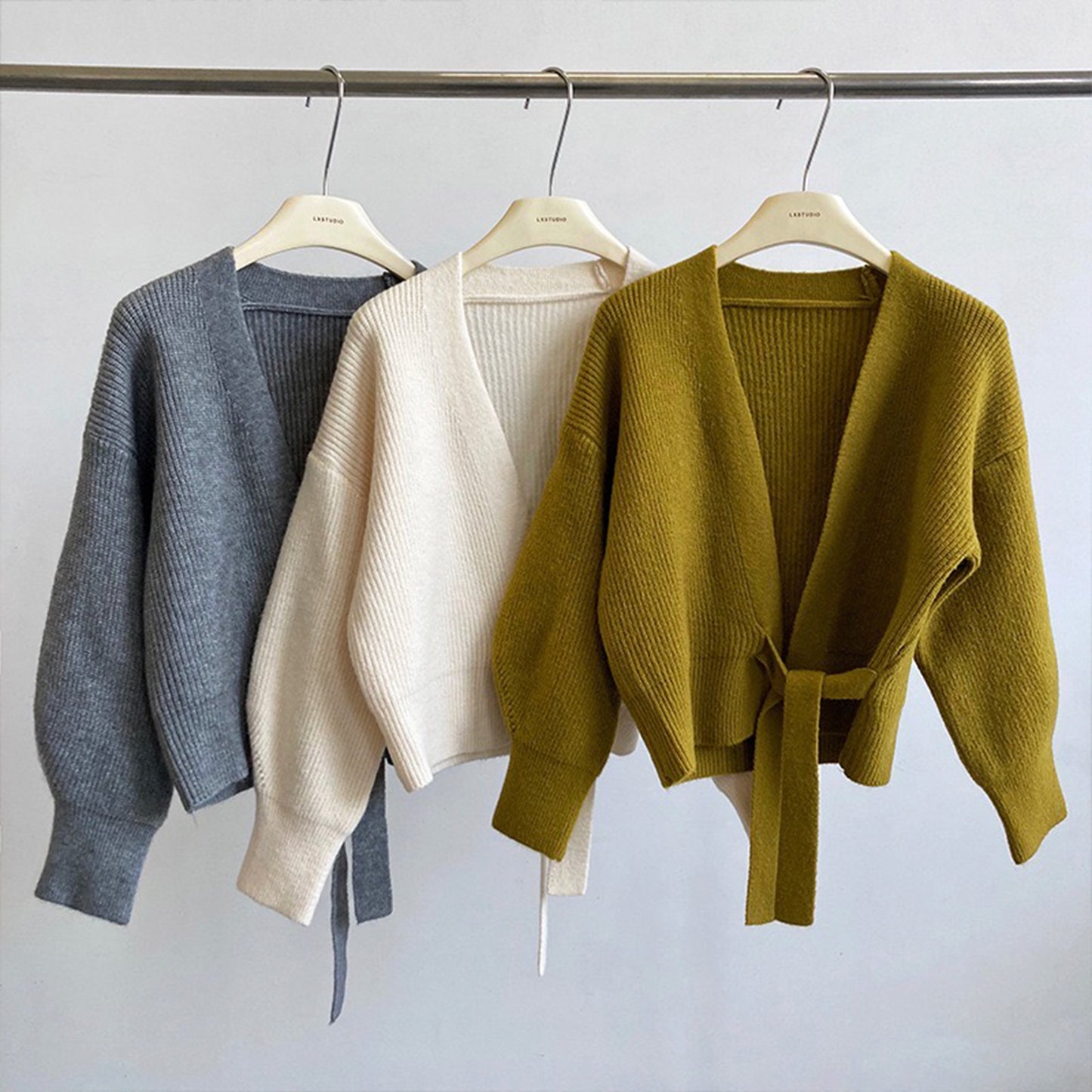 Cardigan en tricot rétro français, col en V, pull ample pour femme, vêtement de printemps fait main, vêtements pour femmes