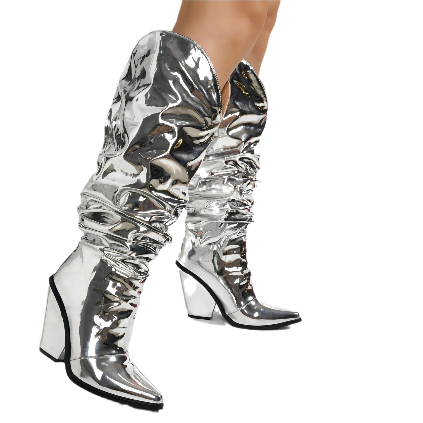 Botas de cuña coloridas con placa de hierro y tubo grande y cómodas