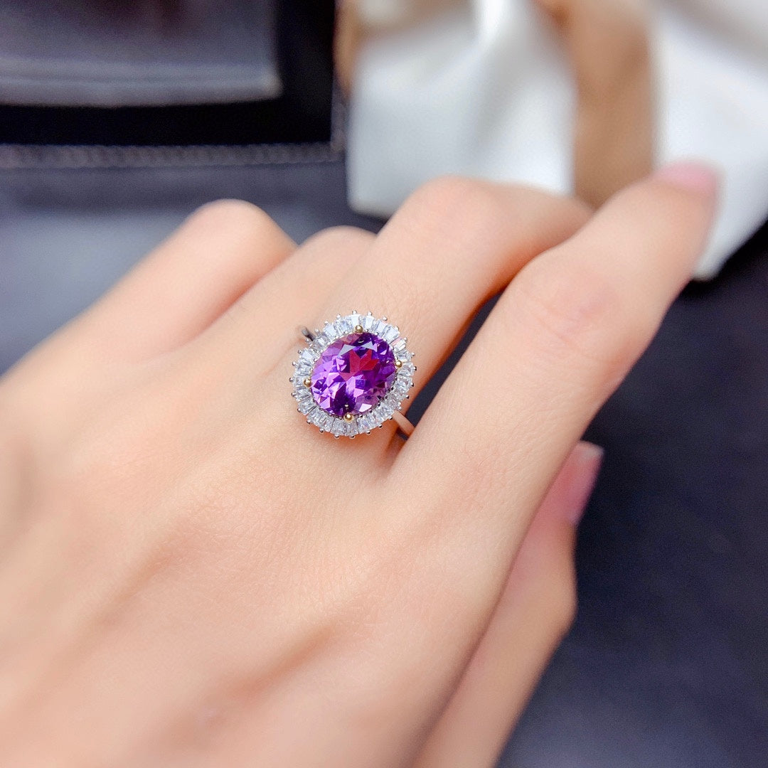 Parure de bijoux en argent 925 avec améthyste naturelle