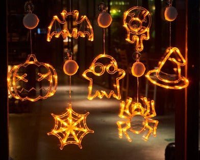 Luces LED colgantes para ventana de Halloween, luces colgantes de calabaza y araña, luces de ambiente de terror fantasma, luces decorativas para fiestas navideñas, decoración del hogar