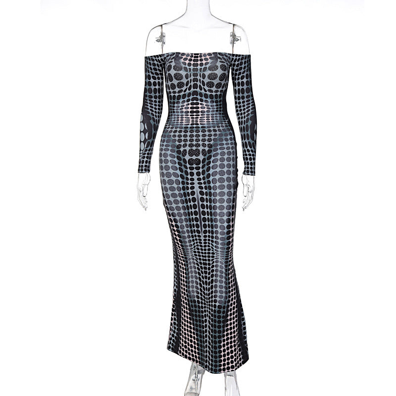 Women's Featured Faux A-line Collar Patchwork Long Sleeve Dress