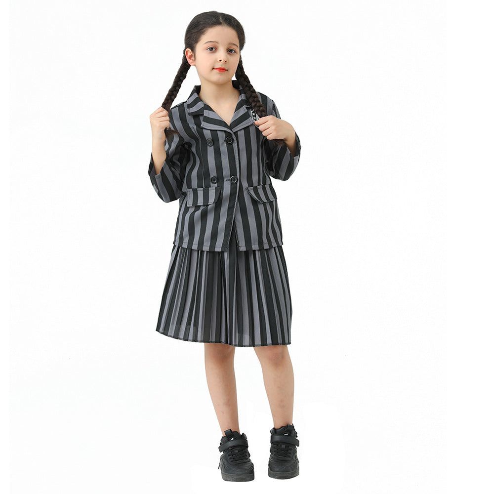 Costume de cosplay Halloween Mercredi Robe noire
