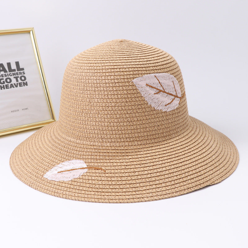Chapeau de plage pliable en paille tricoté à la main