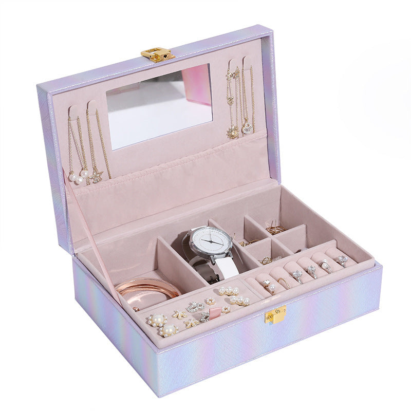 Boîte à bijoux princesse portable multifonctionnelle grande capacité