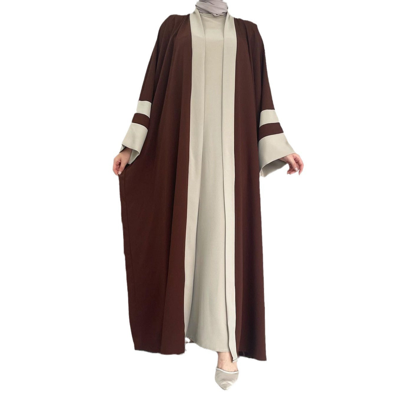 Robe longue musulmane pour femme, ensemble deux pièces, abaya