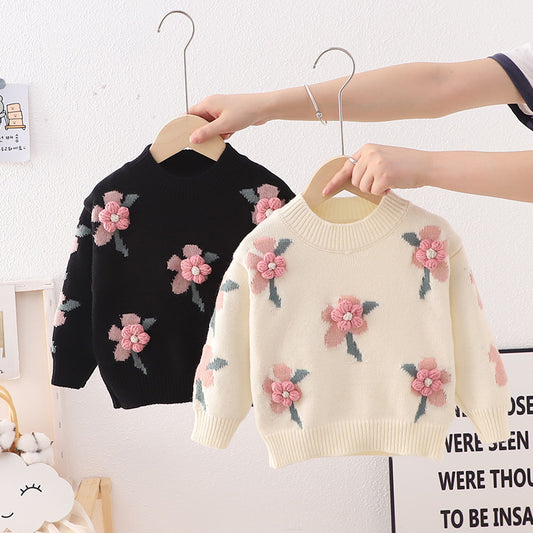 Pull à petites fleurs mignonnes pour filles