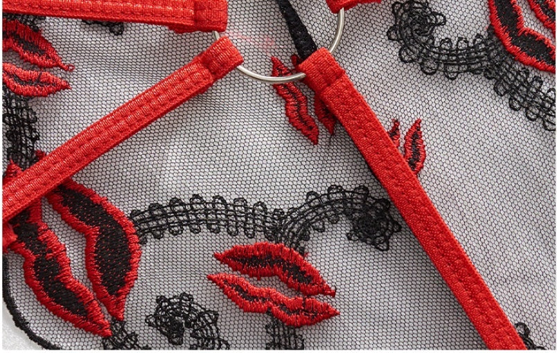 Fashion Underwear Mesh See-through Stitching Lingerie Kisses