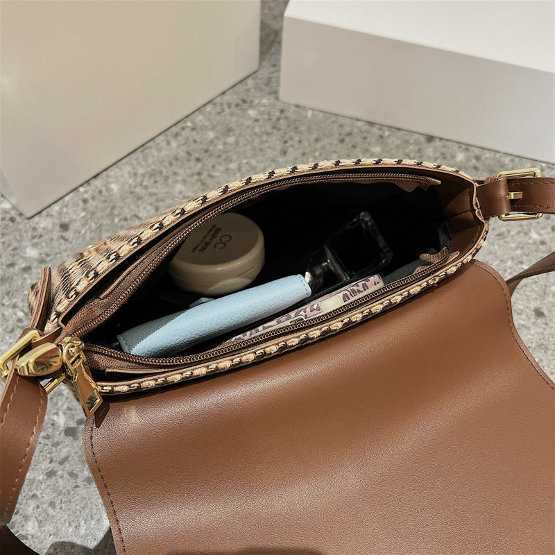 Winter Leopard Print Color Matching Simple Small Square Bag