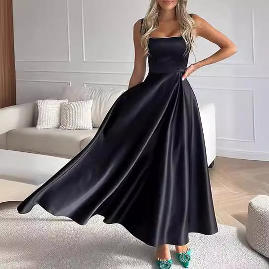 Robe corset longue sans manches à col carré pour femme