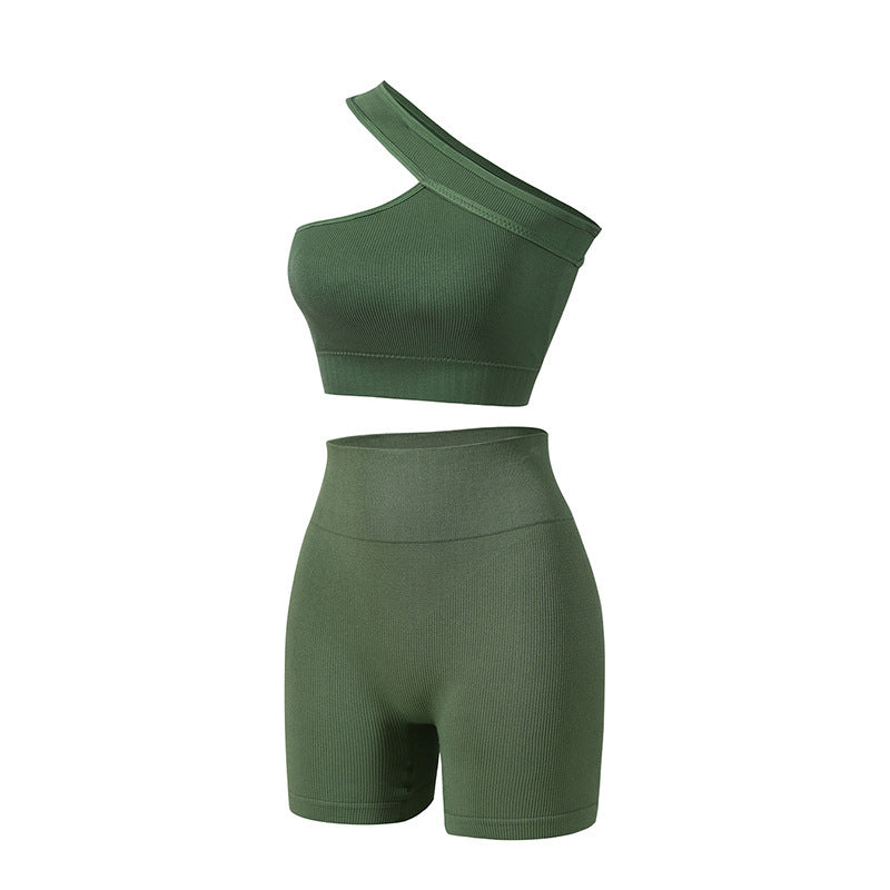 Sujetador push up sin costuras europeo y americano, ropa interior para mujer, traje deportivo de fitness a prueba de golpes con hombros descubiertos