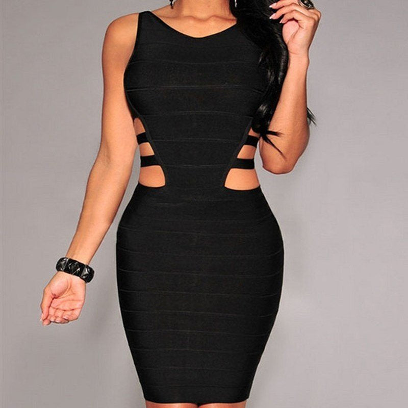 Nuevo Vestidos Bandage para mujer, negros, sexis, sin mangas,