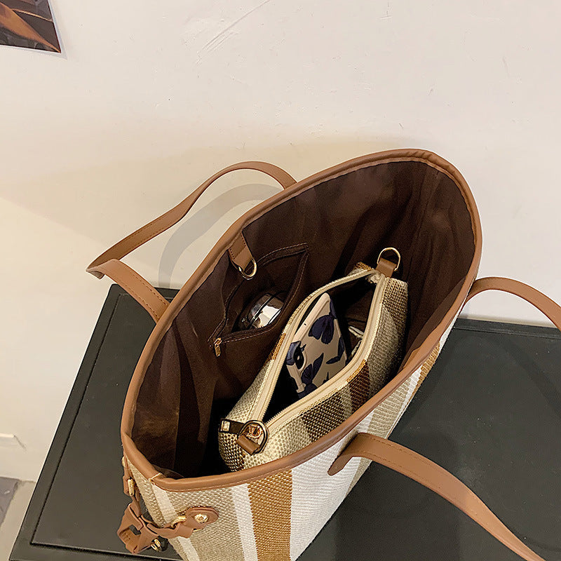 Grand sac à bandoulière tendance, sac en tissu décontracté, sac fourre-tout pour les déplacements