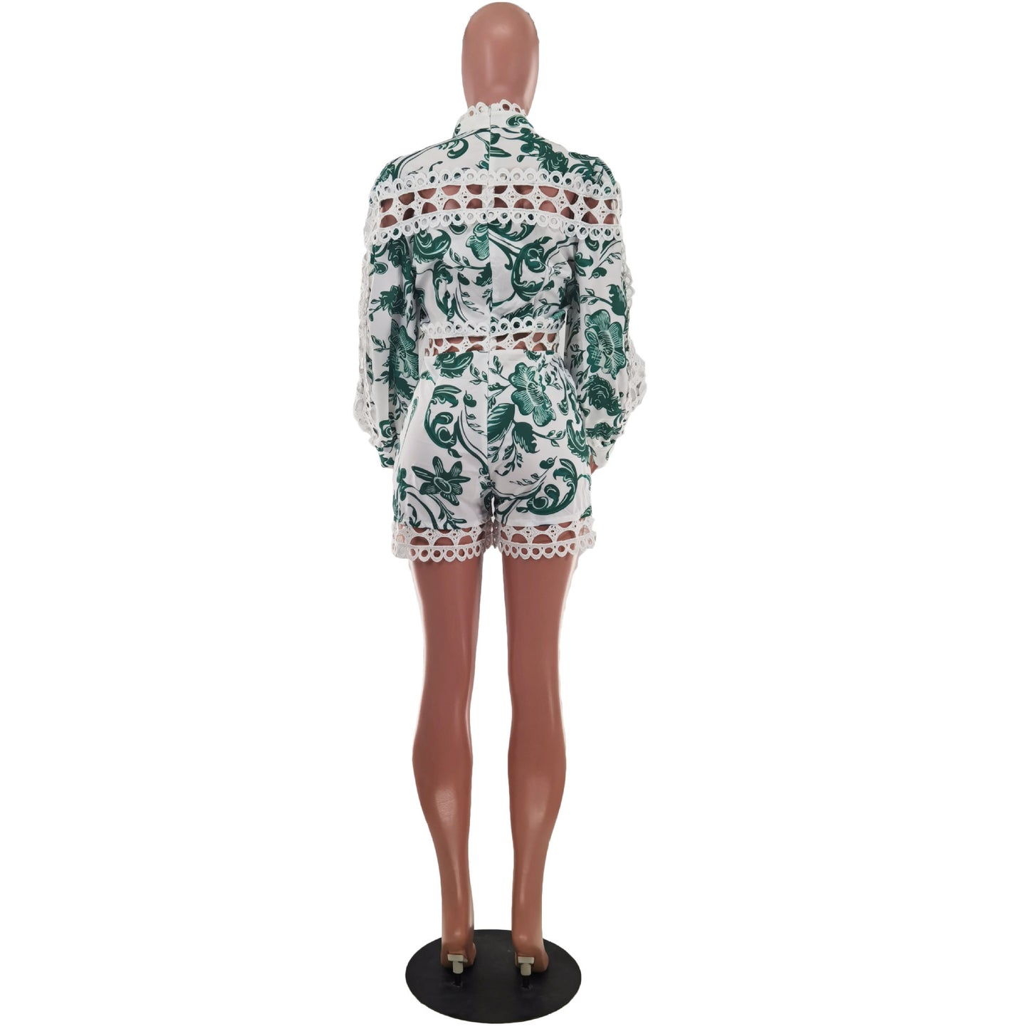 Short à empiècements en dentelle imprimée pour femme