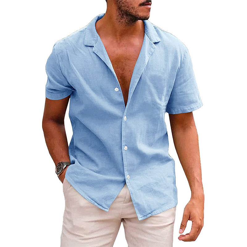 Camisas casuales con botones para hombre, camisas de playa de manga corta, ropa de verano para hombre