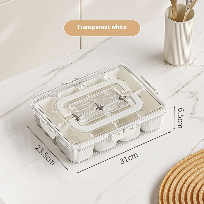 Plateau de service divisé à 8 compartiments, boîte à collations, récipient de stockage des aliments, organisateur d'assaisonnements