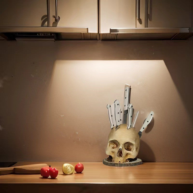 Porte-couteaux créatif en forme de crâne pour Halloween