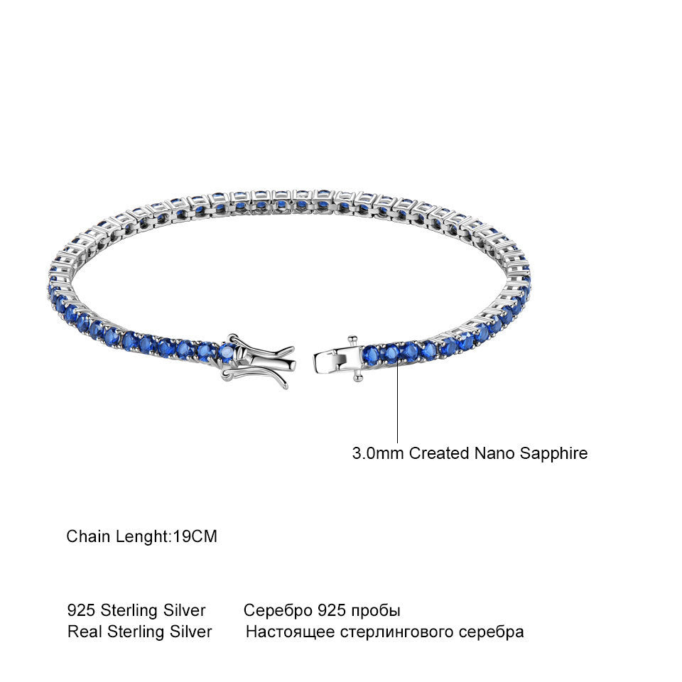 Pulsera Tennis Chain 30 con Zafiro Plata de Ley 925