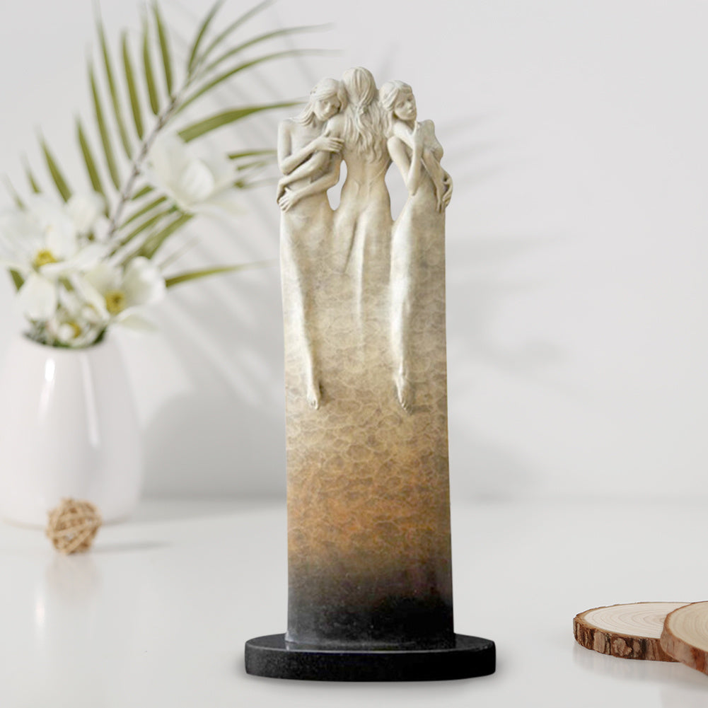 Adorno de resina artesanal con estatua de tres diosas