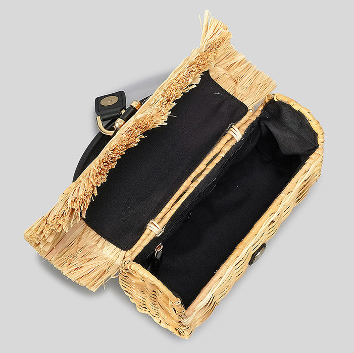 Sac à main en paille tissée fait main pour station balnéaire rurale