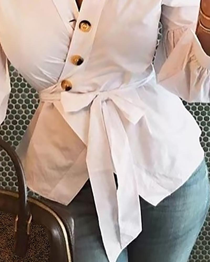 Top camisero con mangas farol