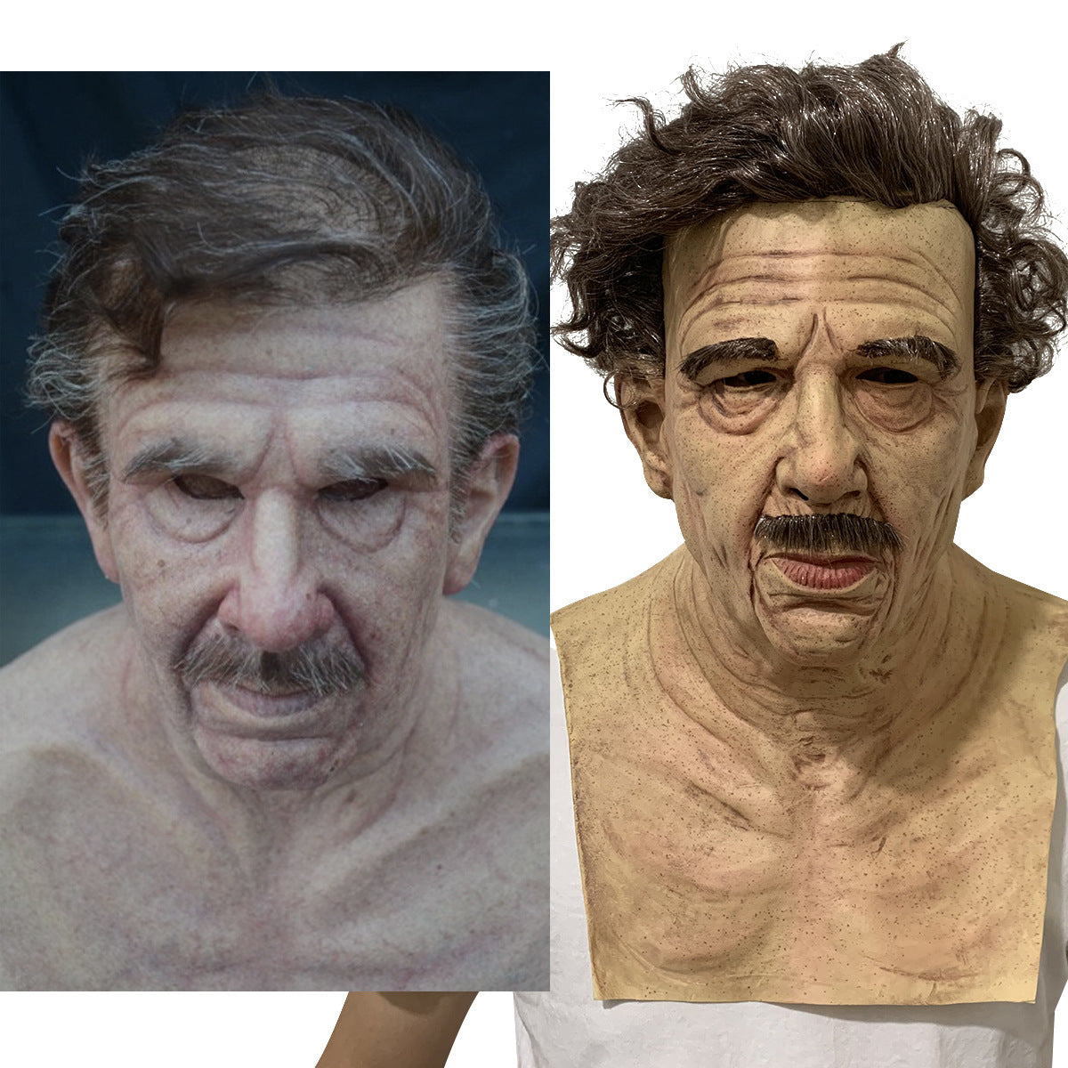 Máscara blanca vieja, calva, vieja, de látex, accesorio divertido para cosplay de Halloween
