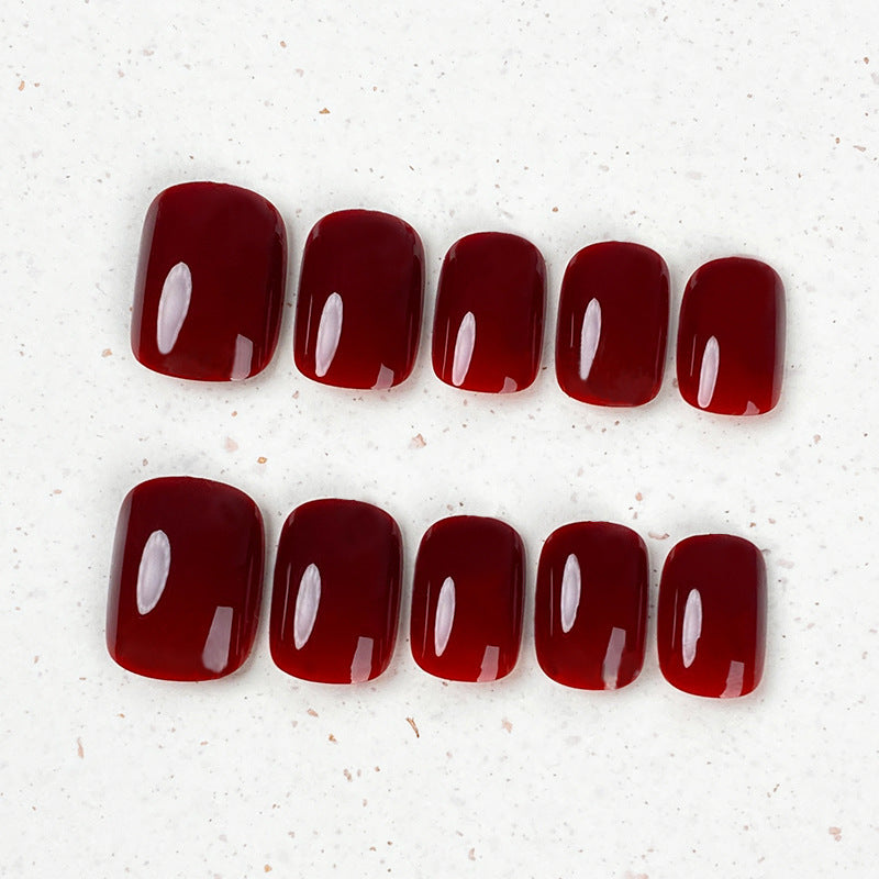 Parche de uñas postizas de color sólido simple a la moda para mujer