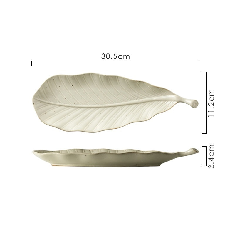 Japanese Style Retro Kiln Transformed Leaf Ceramic Sushi Plate