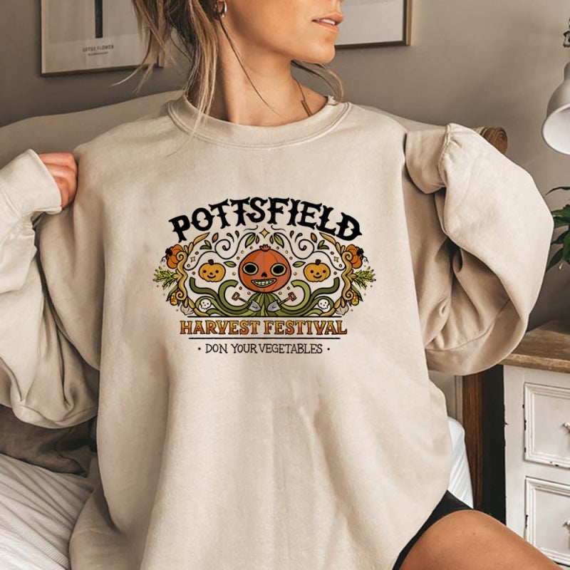 Sweats à imprimé citrouille d'Halloween pour femmes