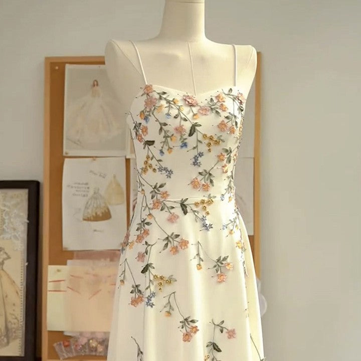 Vestido de tirantes blanco estilo francés para mujer