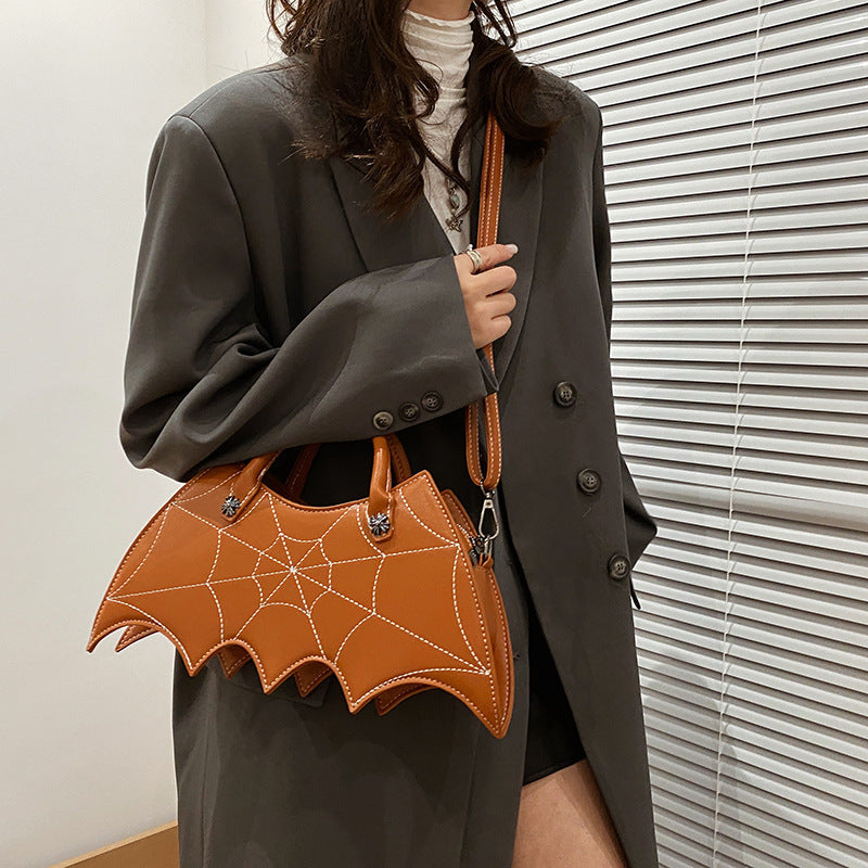 Sacs à bandoulière en forme de toile d'araignée pour Halloween, sacs à main en PU de style Batgirl Tide, sac messager à la mode