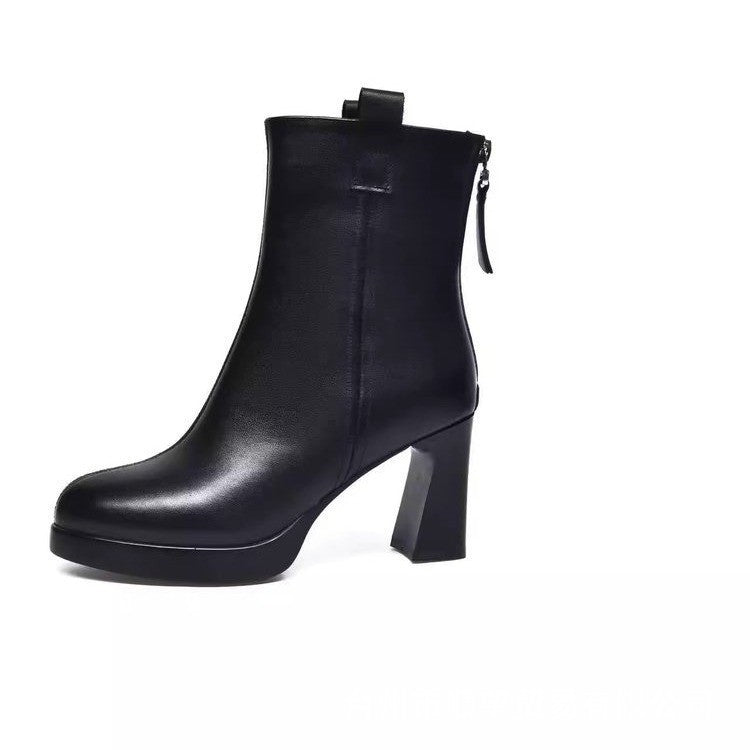 Botas de tacón alto de piel suave para mujer, además de terciopelo de piel auténtica