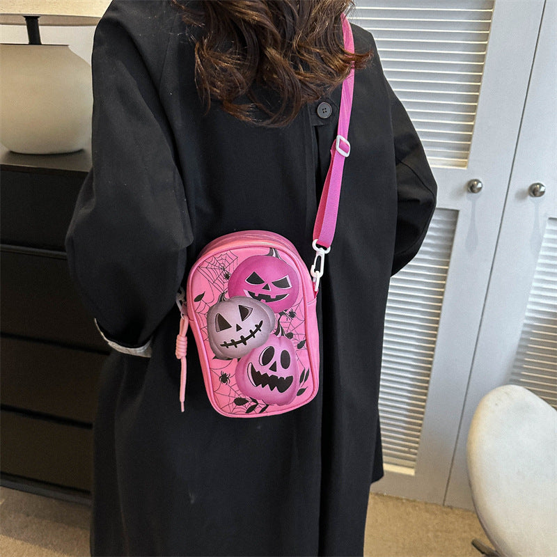 Sac à bandoulière pour téléphone portable avec motif graffiti d'Halloween pour filles, motif citrouille, fantôme, chauve-souris, amusant, pour femmes, mini sacs à bandoulière créatifs