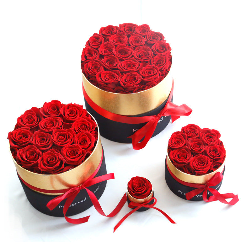 Rosas eternas en caja, rosas reales preservadas con juego de caja, regalo de San Valentín, flores artificiales románticas