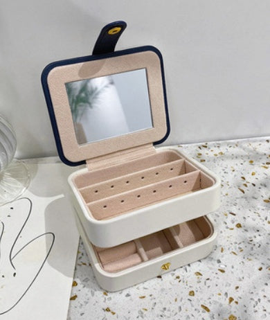 Boîte ronde portable Princess Mini petite boîte de rangement de bijoux de luxe simple à main